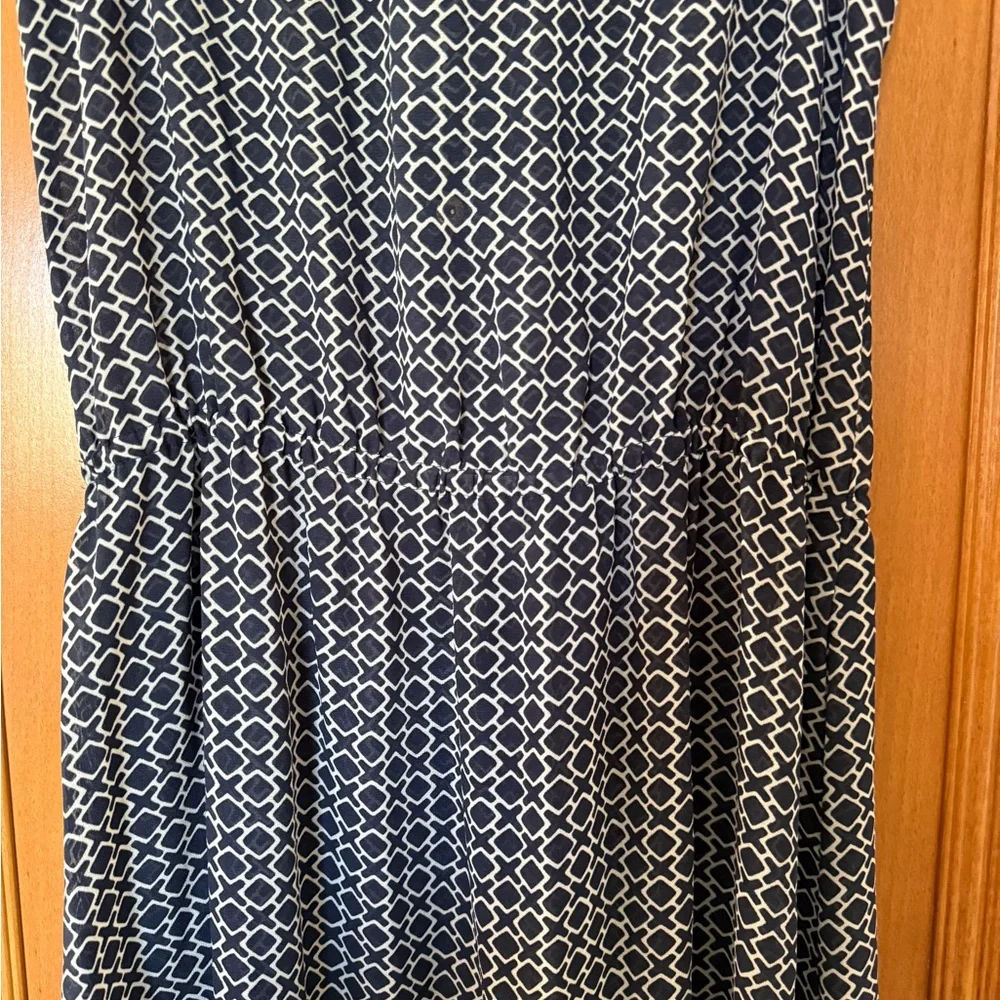 Michael Kors Navy Blue and White Button-Down Cover Up Maxi Dress - Picture 4 of 6